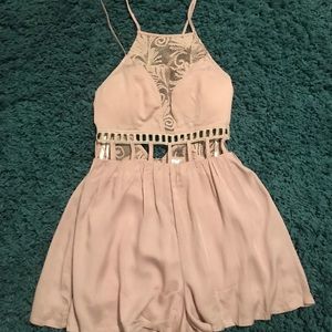 Angel Biba tan romper with cut out waist
